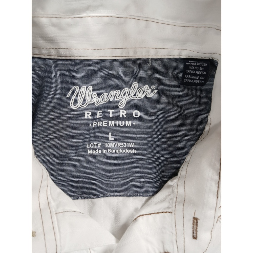Wrangler Retro Premium Mens White Western Snap Shirt Contrast Stitch L 10MVR531W - Picture 2 of 8